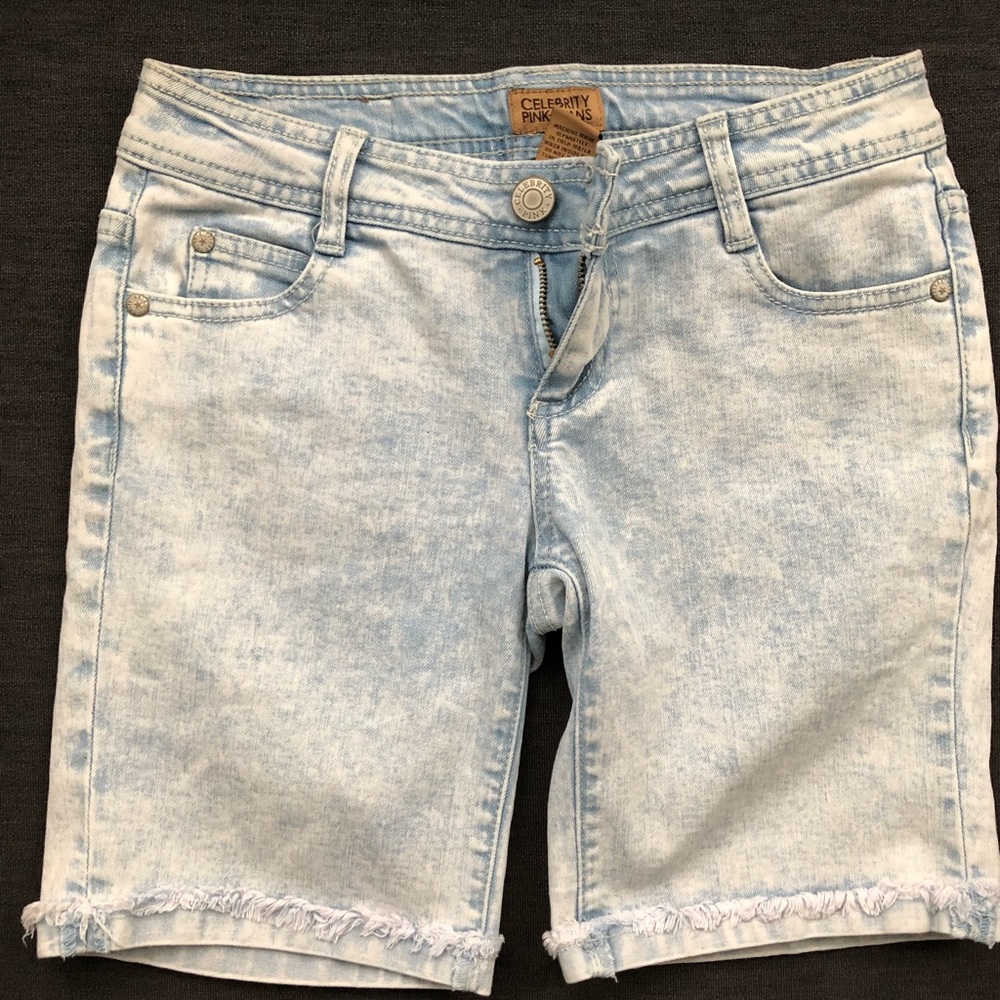 washed out blue shorts